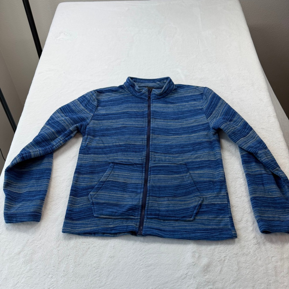 Eddie Bauer‎ Fleece Jacket Kids L 14/16 Blue Good Striped Full Zip E9330W561